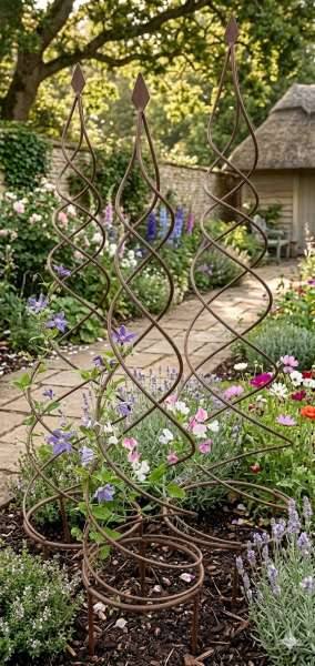 Rankgitter Spiralturm klein – Dekorative Kletterhilfe mit modernem Design